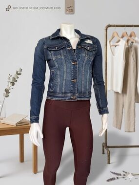 Hollister Denim Jacket | Premium Distressed Distressed Wash Size S